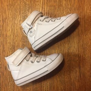 White leather converse toddler 5